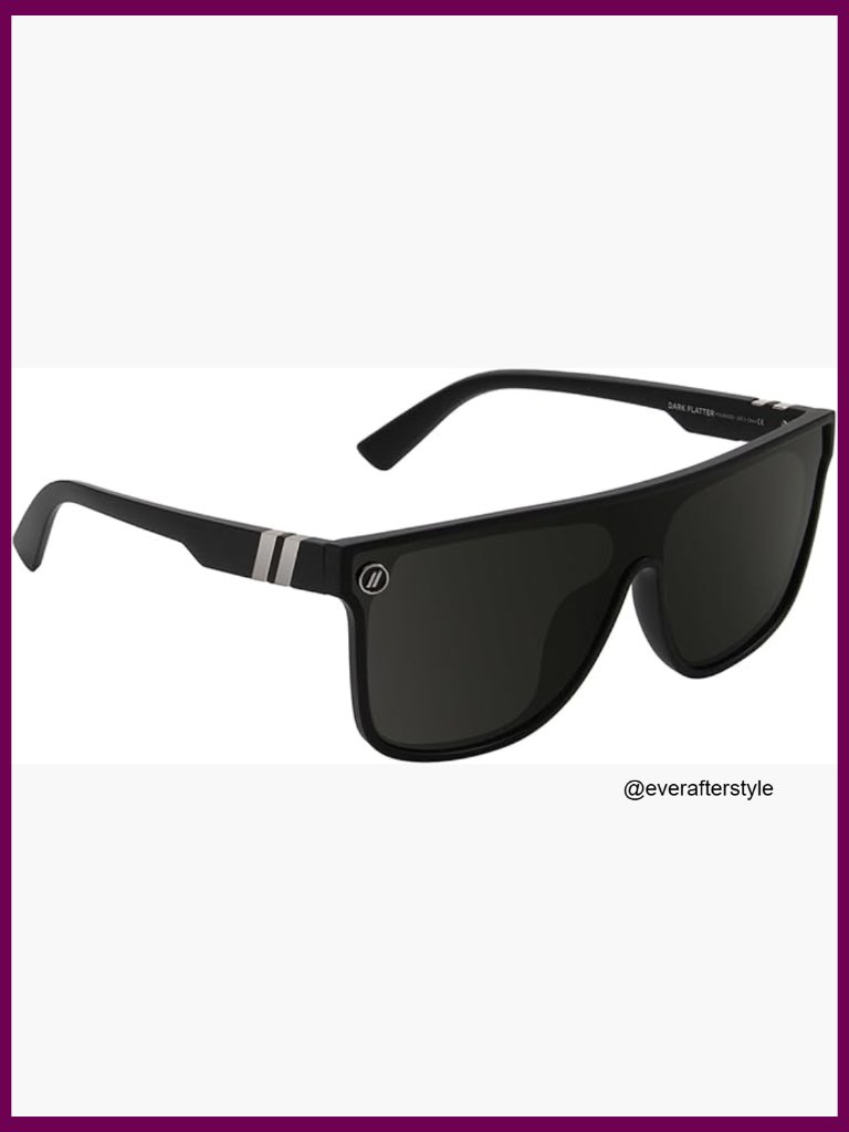 Polarized Sunglasses With Single-Lens Flat-Top Design, Matte Rubberized Frame